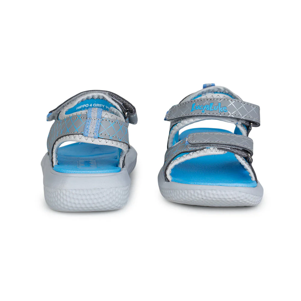 Lucy & Luke (Grey) Casual Sandal For Kids Hippo-4 By Liberty - Image 5