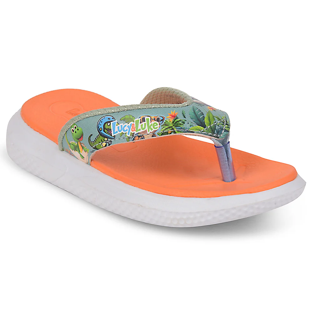 Lucy & Luke Orange Casual Slipper For Kids HIPPO-10T By Liberty