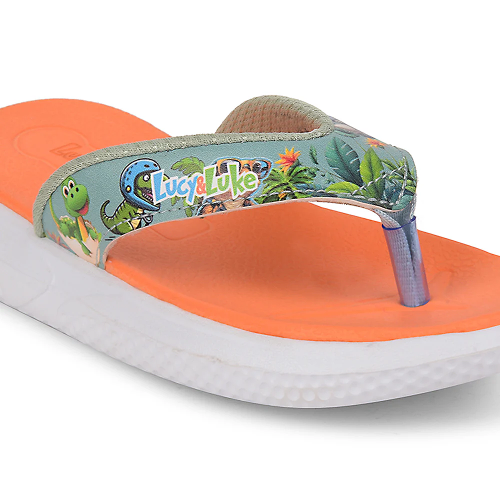 Lucy & Luke Orange Casual Slipper For Kids HIPPO-10T By Liberty - Image 5
