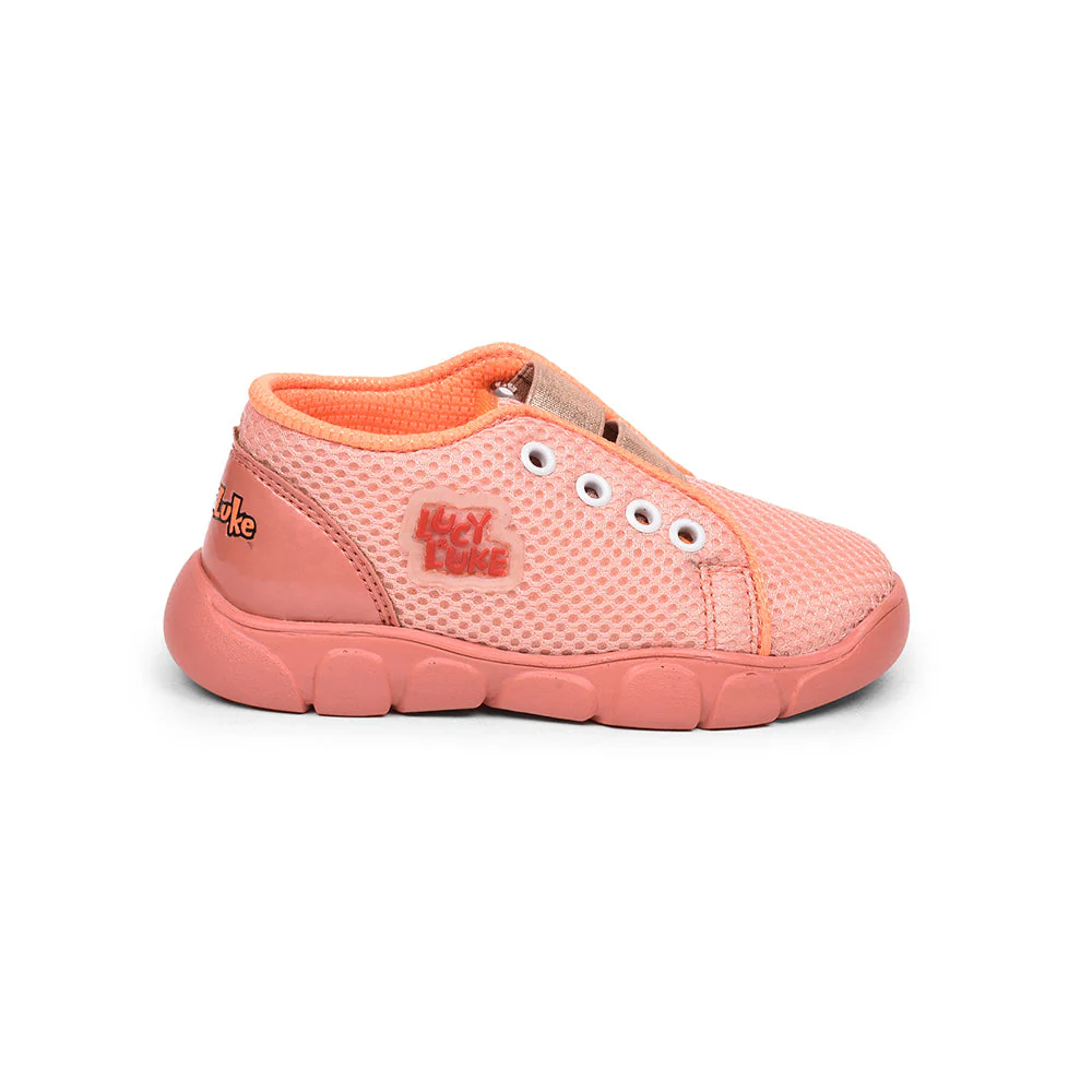 Lucy & Luke Casual Peach Non Lacing Shoes For Kids FLYNN-26 By Liberty - Image 2
