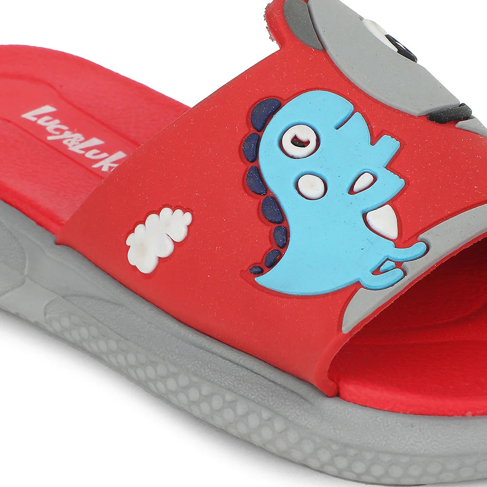 Lucy & Luke Red Casual Slides For Kids HIPPO-S98 By Liberty - Image 5