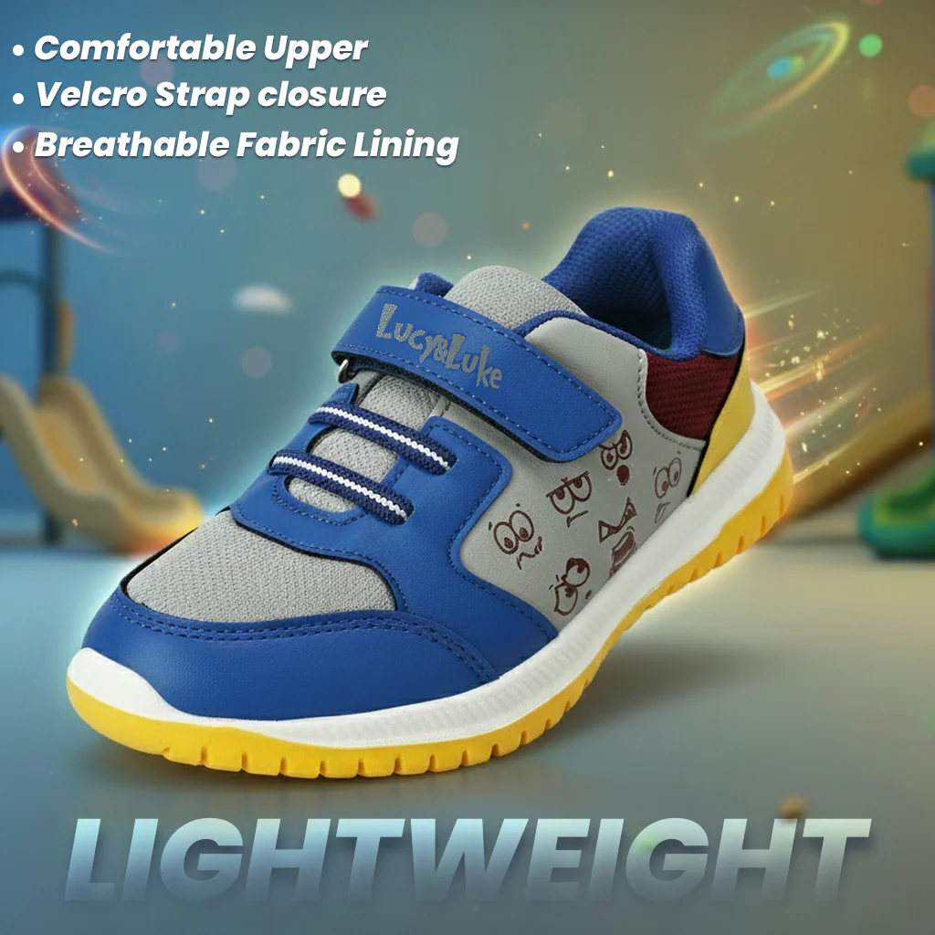 Lucy & Luke Royal Blue Sports Non Lacing Walking Shoes for Kids JAMIE-K5E by Liberty - Image 2