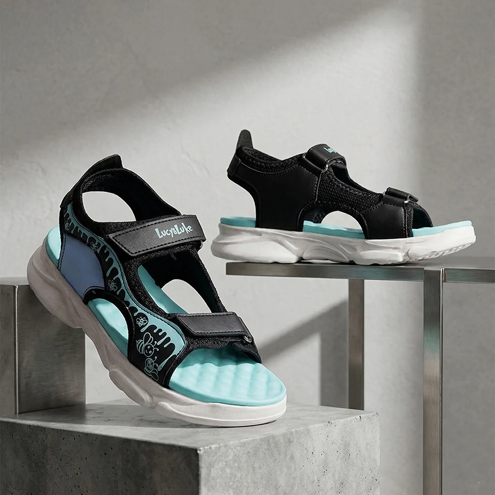 Lucy & Luke Black Casual Sandal For Kids HIPPO-30SE By Liberty - Image 2