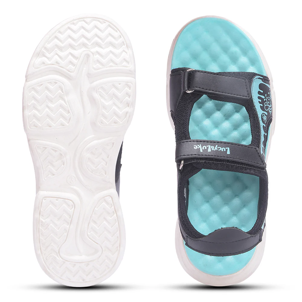 Lucy & Luke Black Casual Sandal For Kids HIPPO-30SE By Liberty - Image 5