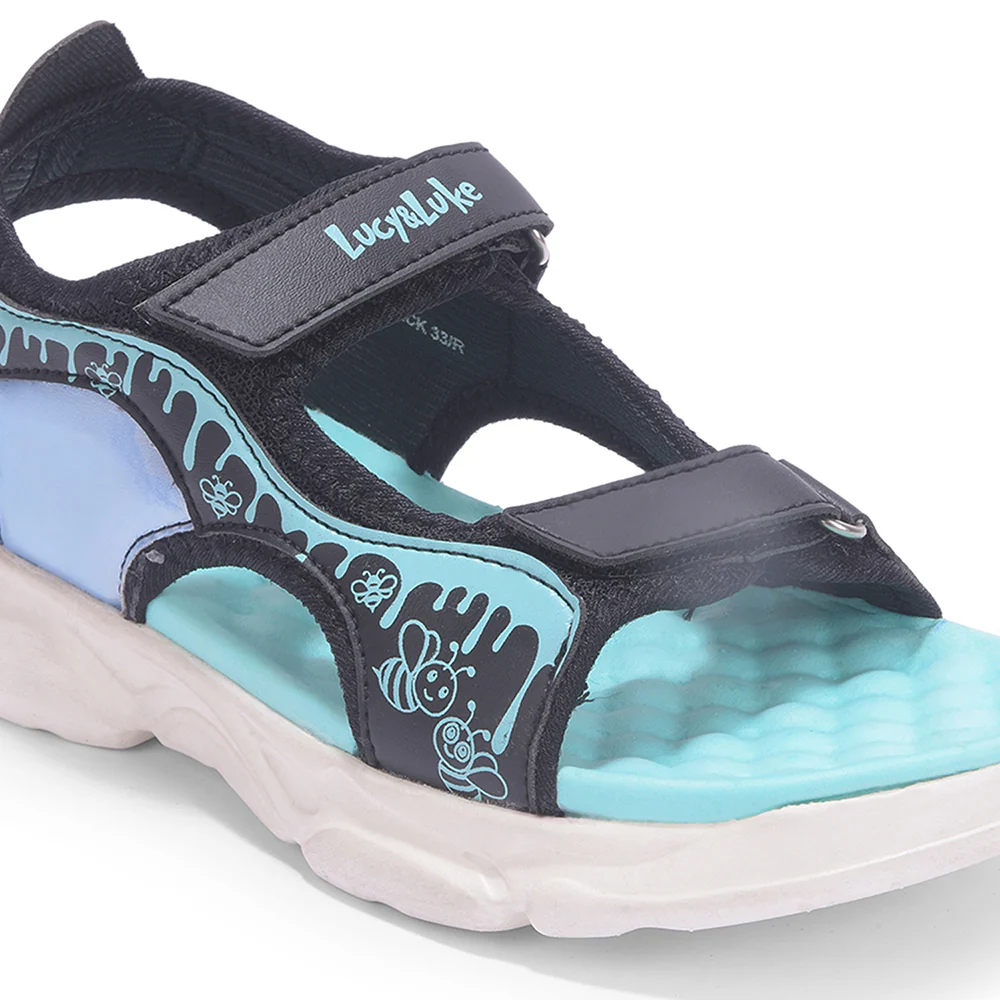 Lucy & Luke Black Casual Sandal For Kids HIPPO-30SE By Liberty - Image 6