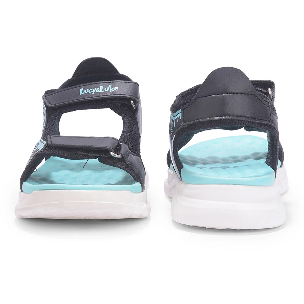Lucy & Luke Black Casual Sandal For Kids HIPPO-30SE By Liberty - Image 8