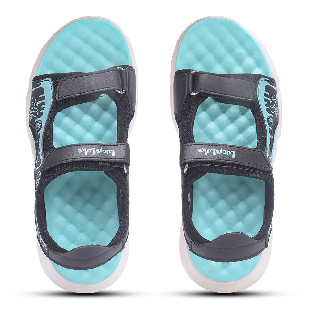 Lucy & Luke Black Casual Sandal For Kids HIPPO-30SE By Liberty - Image 9
