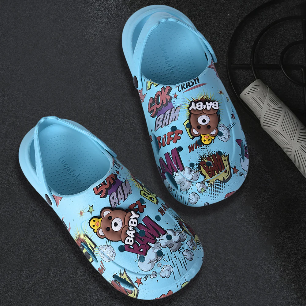 Lucy & Luke Sky Blue Casual Sling Back Clogs For Kids ALEX-10E By Liberty - Image 4