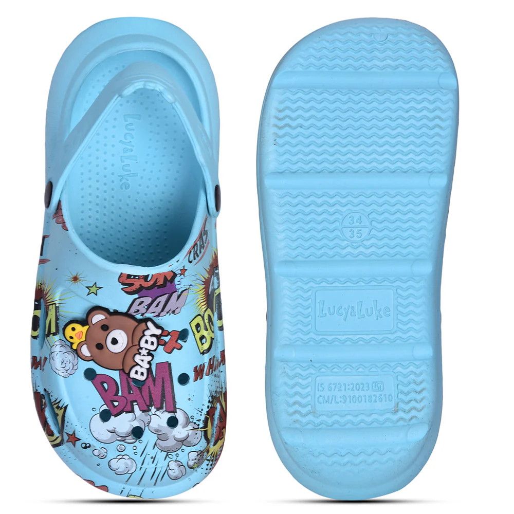 Lucy & Luke Sky Blue Casual Sling Back Clogs For Kids ALEX-10E By Liberty - Image 7