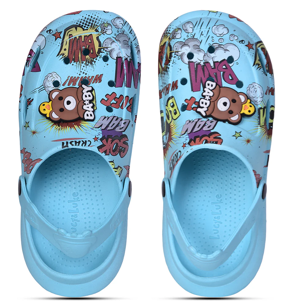 Lucy & Luke Sky Blue Casual Sling Back Clogs For Kids ALEX-10E By Liberty - Image 9