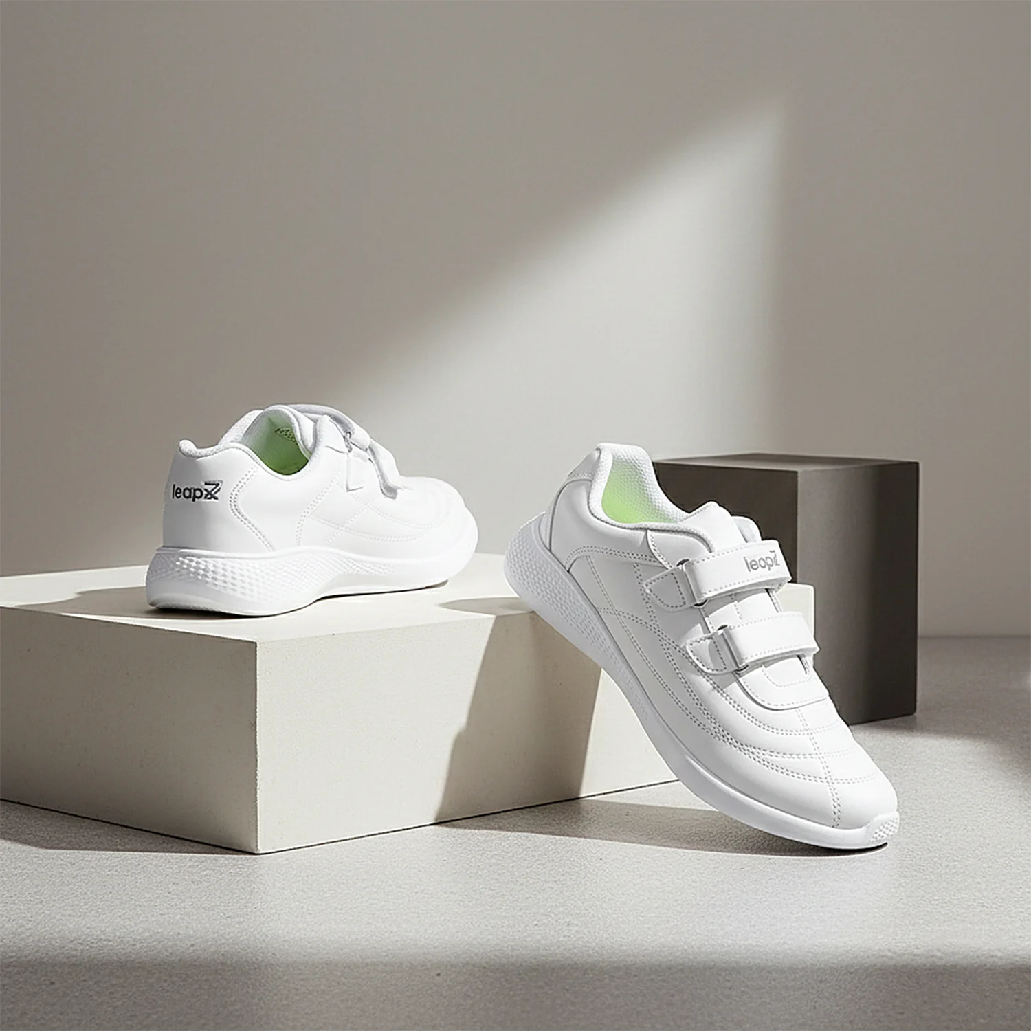 Lucy & Luke White Casual Non Lacing Uniform School Shoes For Kids FUNRUN-E By Liberty - Image 2