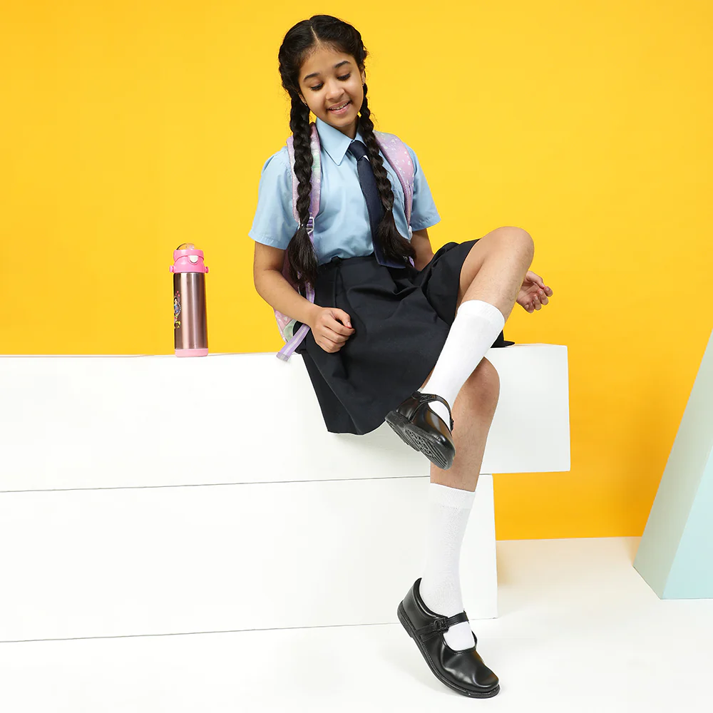 Prefect Black Ballerina Uniform School Shoes For Kids NS/GIRL(V) By Liberty - Image 5