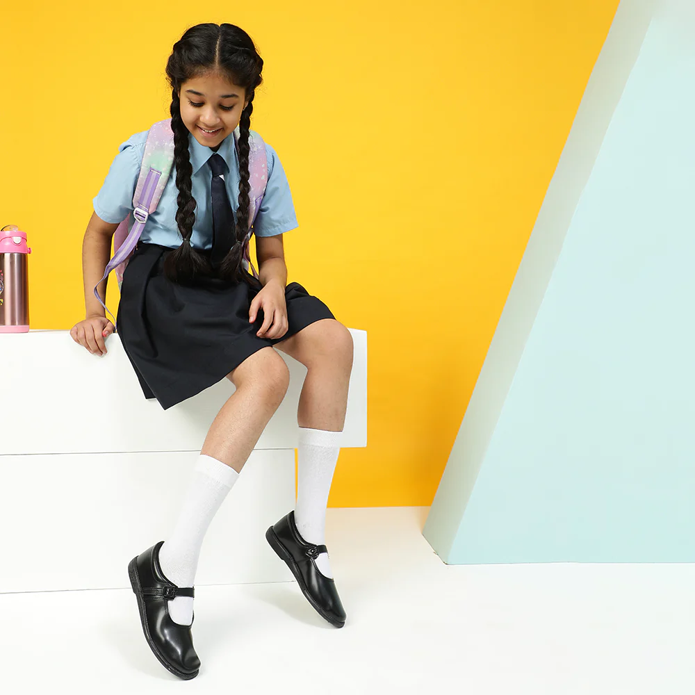 Prefect Black Ballerina Uniform School Shoes For Kids NS/GIRL(V) By Liberty - Image 6