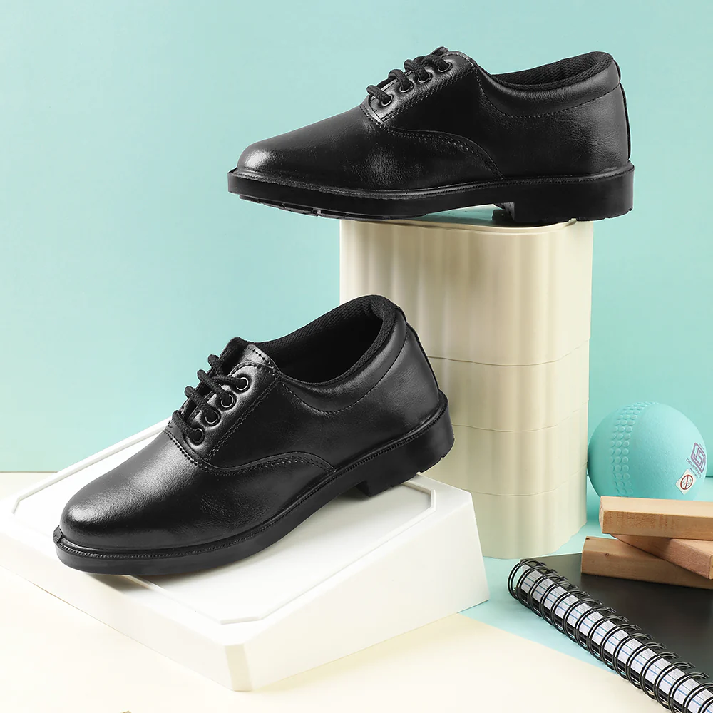 Prefect Black Lacing Uniform School Shoes For Kids SKOOLBOYPU By Liberty - Image 4
