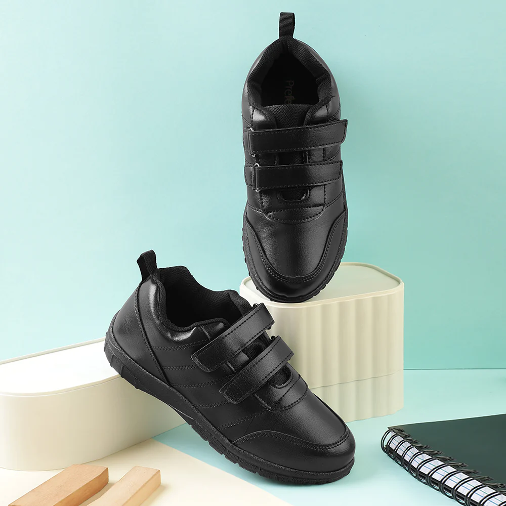 Prefect Black Non Lacing Uniform School Shoes For Kids SCHOOLPTMV By Liberty - Image 3