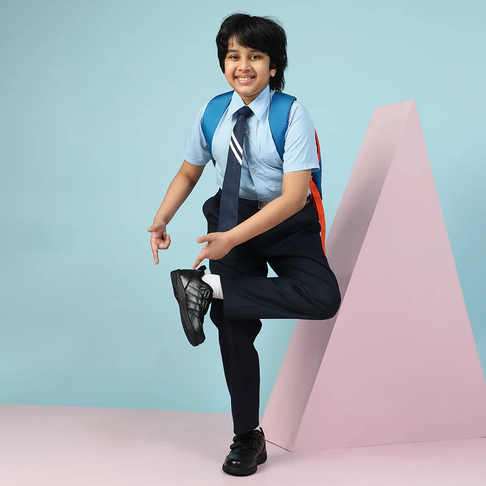 Prefect Black Non Lacing Uniform School Shoes For Kids SCHOOLPTMV By Liberty - Image 4