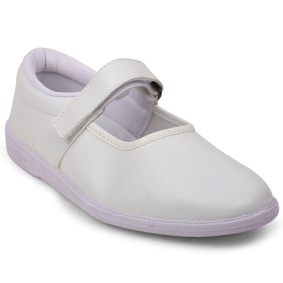 Prefect White Ballerina Uniform School Shoes For Kids NS/GIRL(V) By Liberty