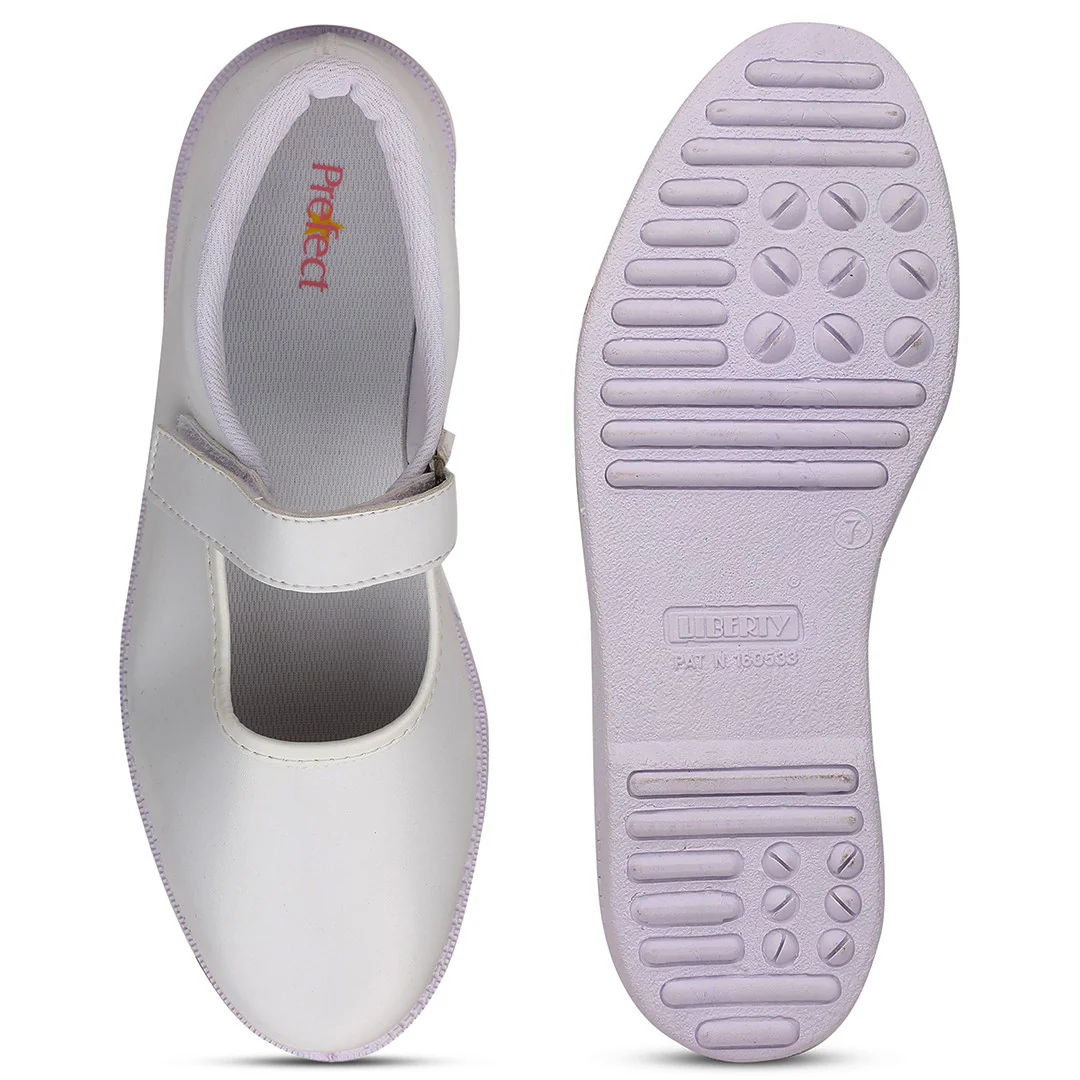 Prefect White Ballerina Uniform School Shoes For Kids NS/GIRL(V) By Liberty - Image 4