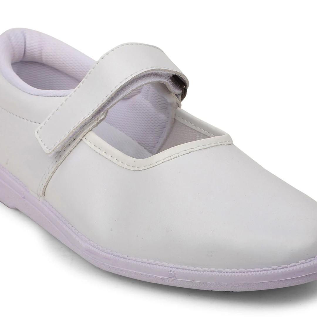 Prefect White Ballerina Uniform School Shoes For Kids NS/GIRL(V) By Liberty - Image 5