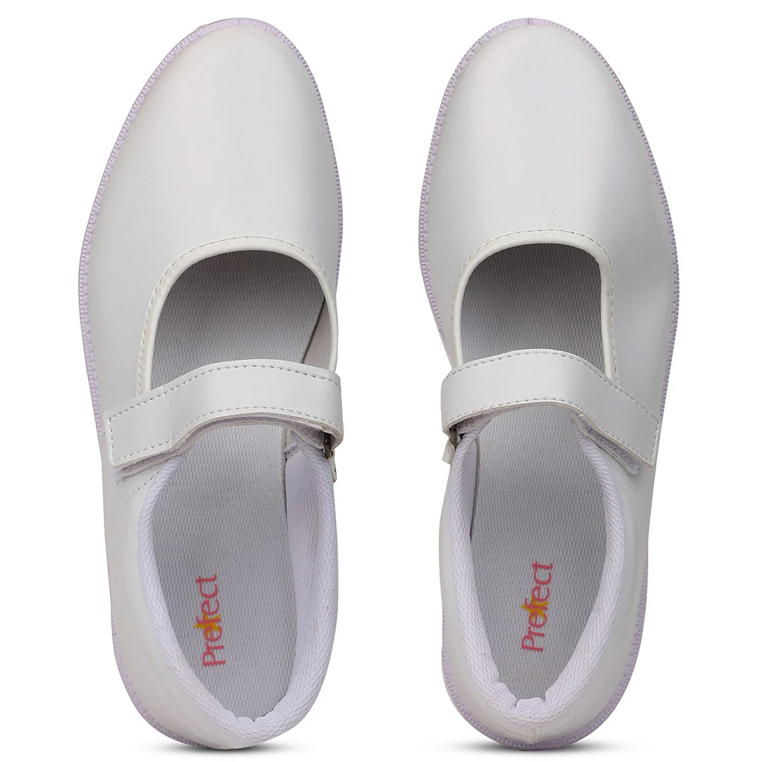 Prefect White Ballerina Uniform School Shoes For Kids NS/GIRL(V) By Liberty - Image 8