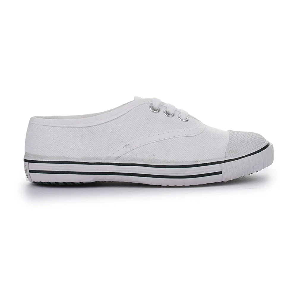 Prefect (White) Lacing PT School Shoes For Kids SKOOLTENIS By Liberty - Image 2