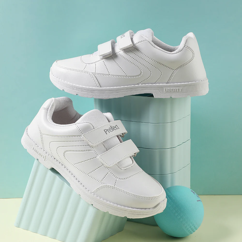 Prefect White Non Lacing Uniform School Shoes For Kids SCHOOLFUN By Liberty - Image 4