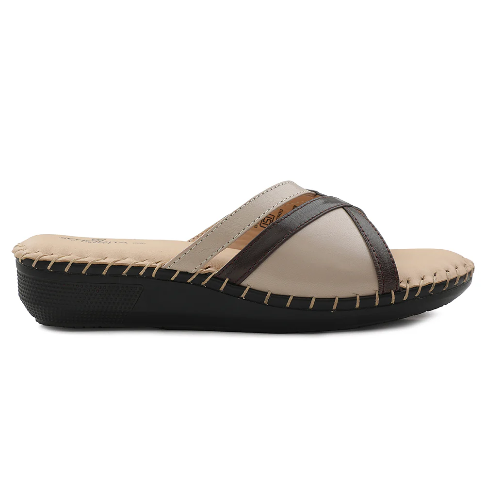 Senorita Beige Casual Flat Sandal For Women AGL-126P By Liberty - Image 2