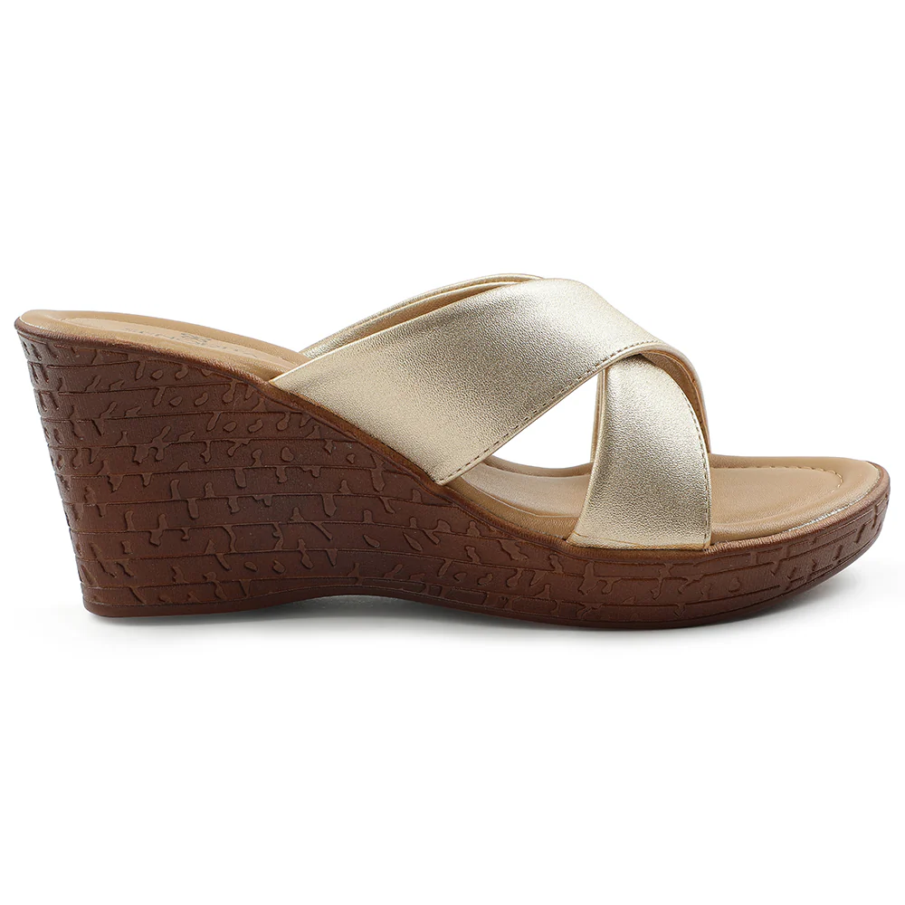 Senorita Beige Casual Wedge Heel Sandal For Women LDF-25 By Liberty - Image 2