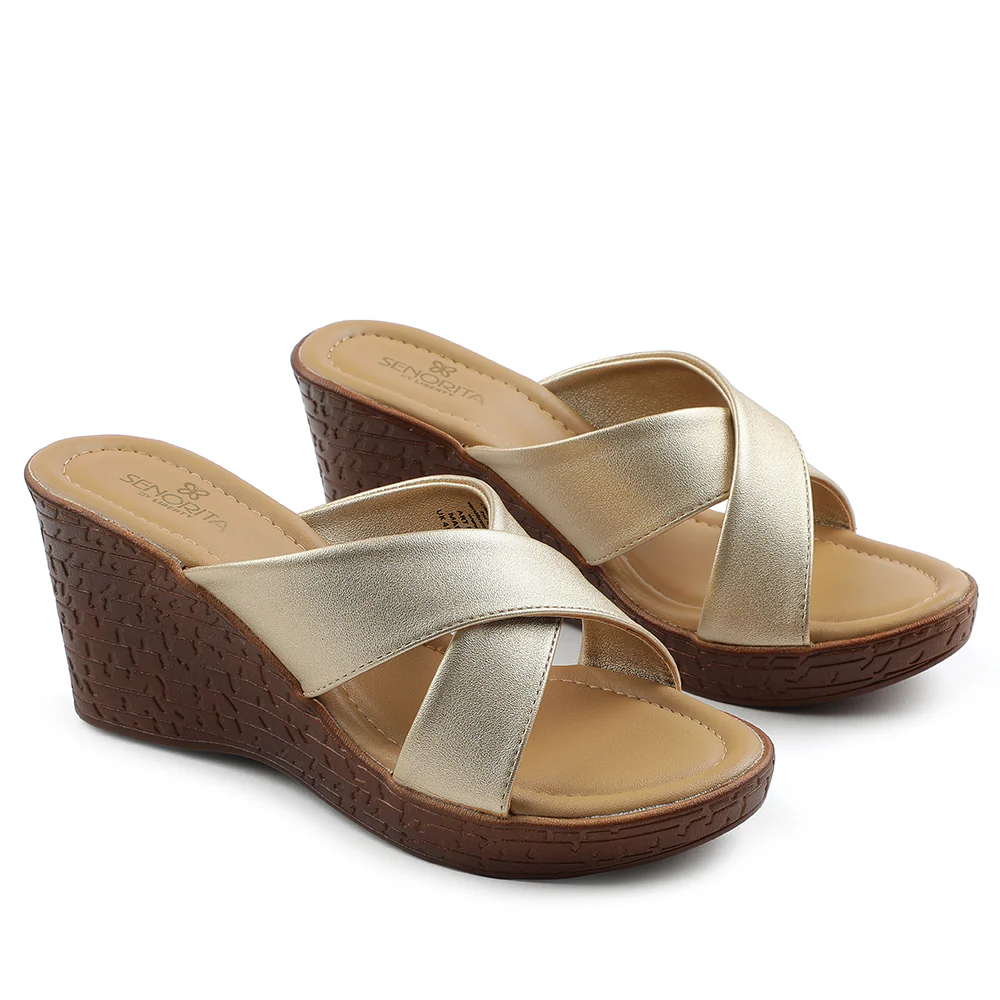 Senorita Beige Casual Wedge Heel Sandal For Women LDF-25 By Liberty - Image 5