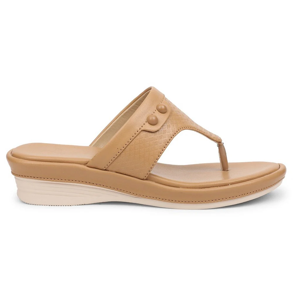Senorita Beige Casual Wedge Heel Sandal For Women SGL-3 By Liberty - Image 2