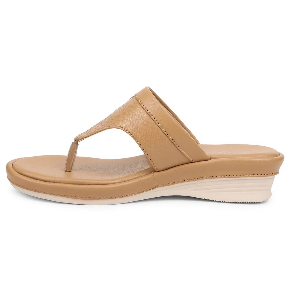 Senorita Beige Casual Wedge Heel Sandal For Women SGL-3 By Liberty - Image 3