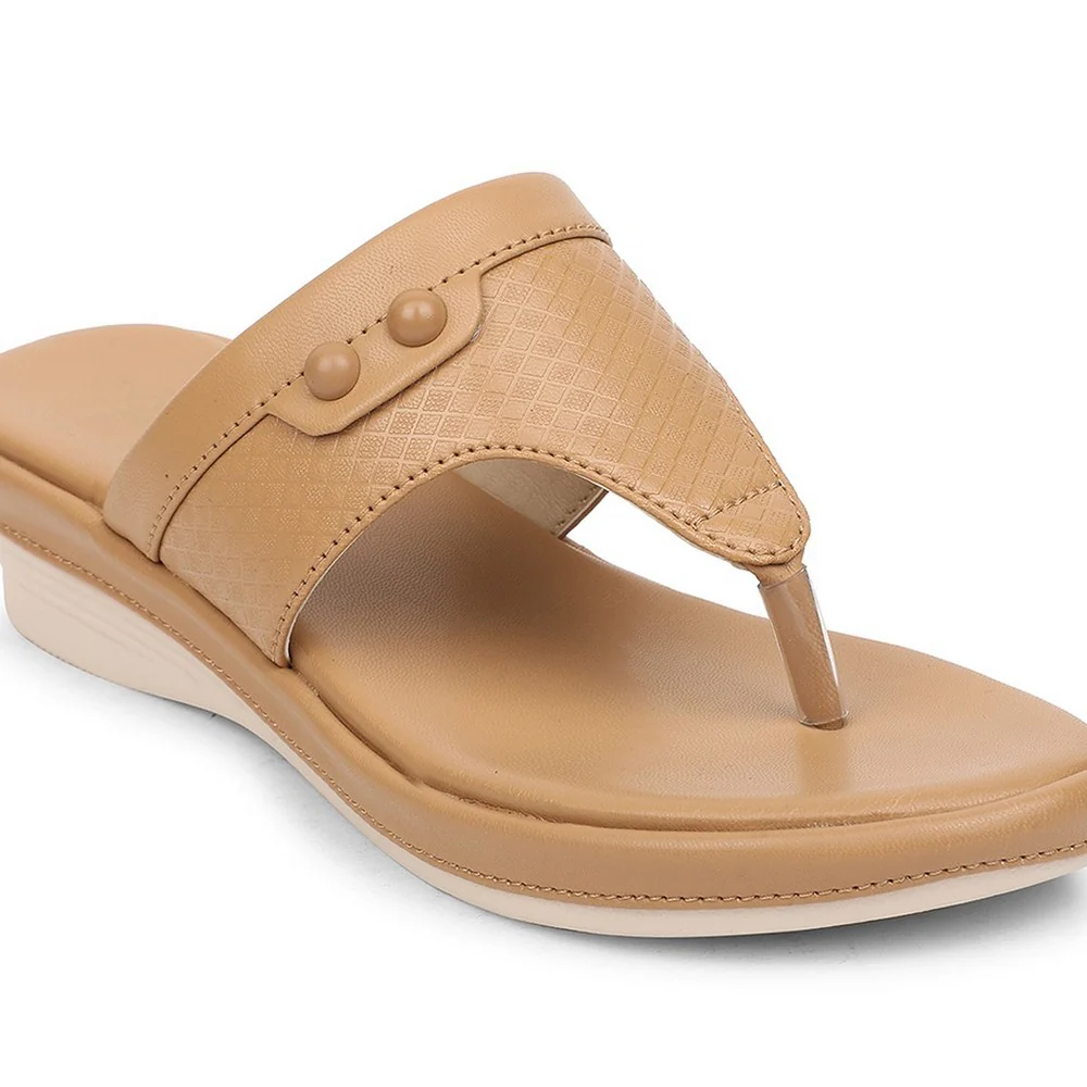 Senorita Beige Casual Wedge Heel Sandal For Women SGL-3 By Liberty - Image 4
