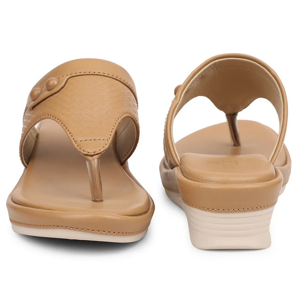 Senorita Beige Casual Wedge Heel Sandal For Women SGL-3 By Liberty - Image 6