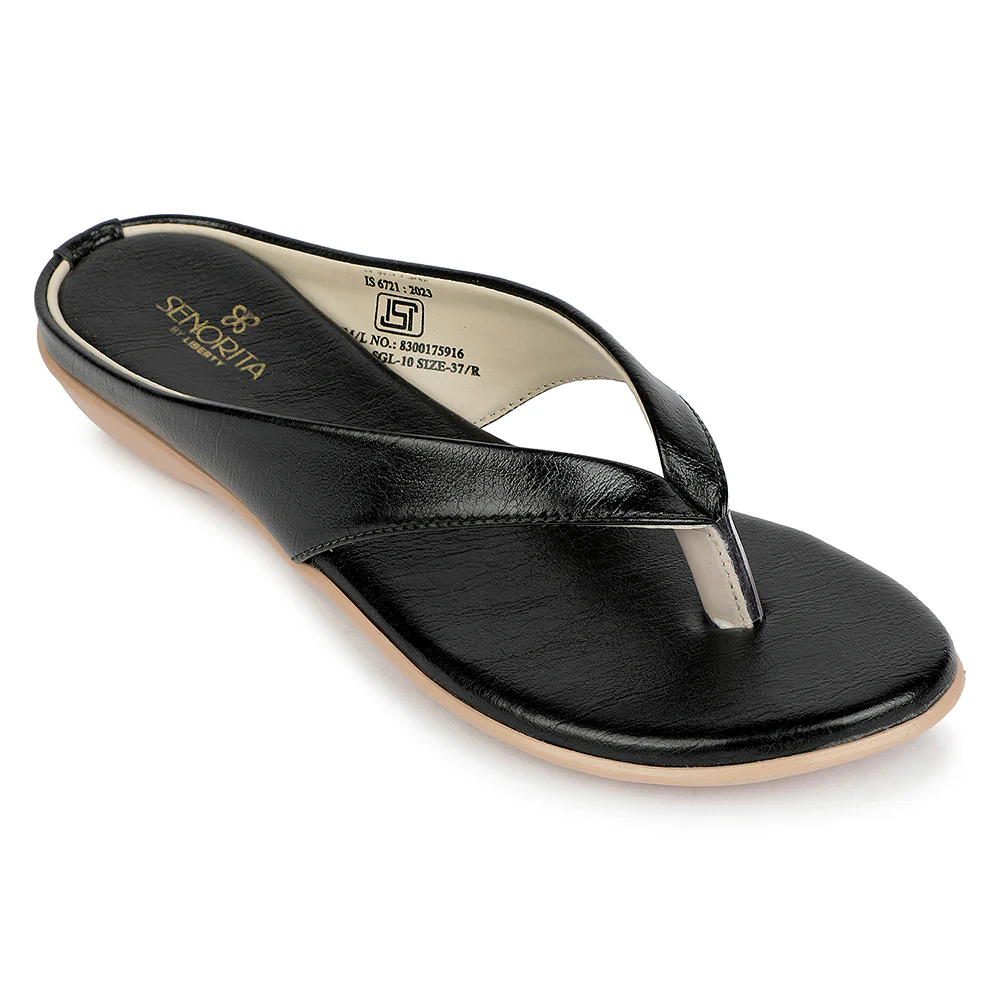Senorita Black Casual Flat Sandal for Women SGL-10 by Liberty