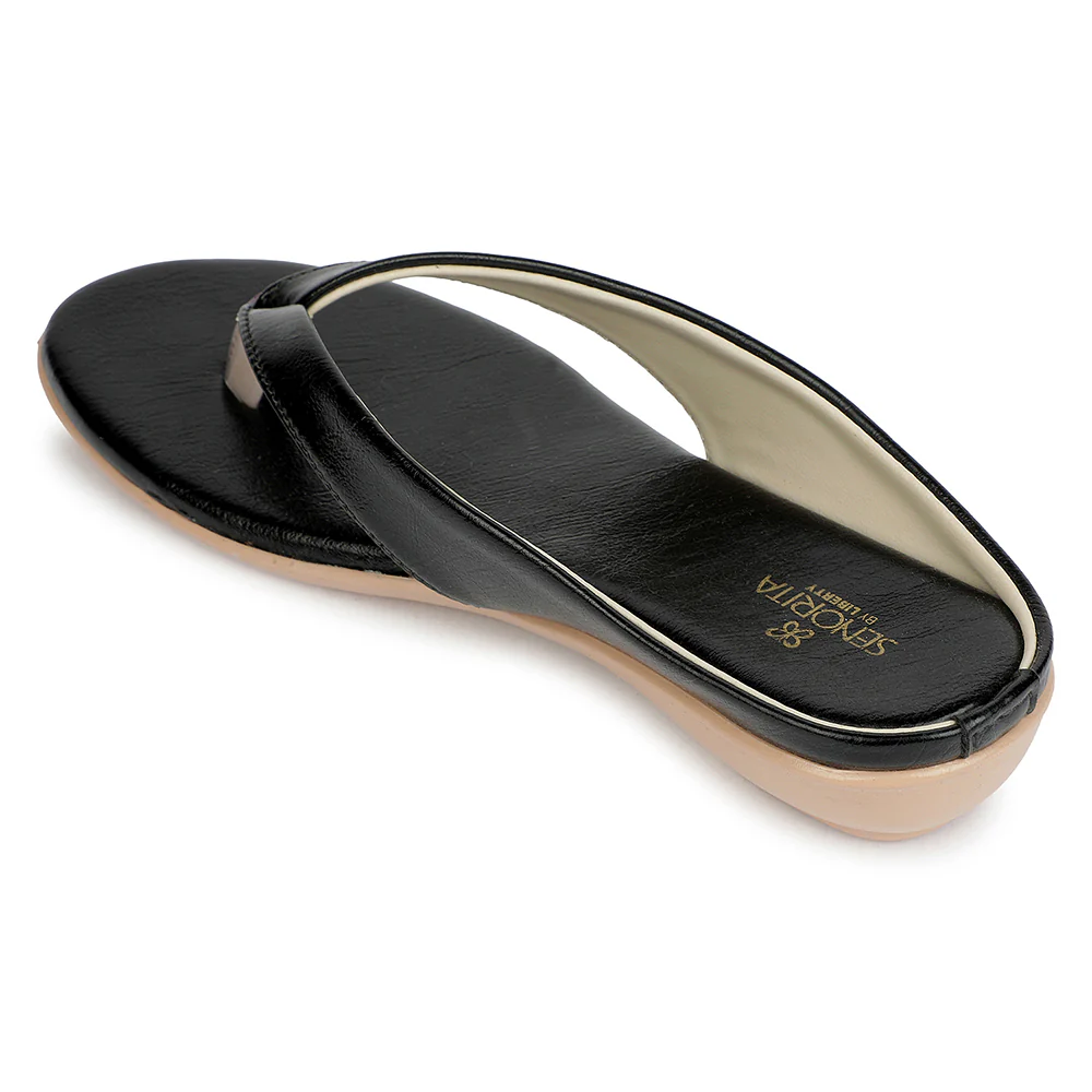 Senorita Black Casual Flat Sandal for Women SGL-10 by Liberty - Image 4