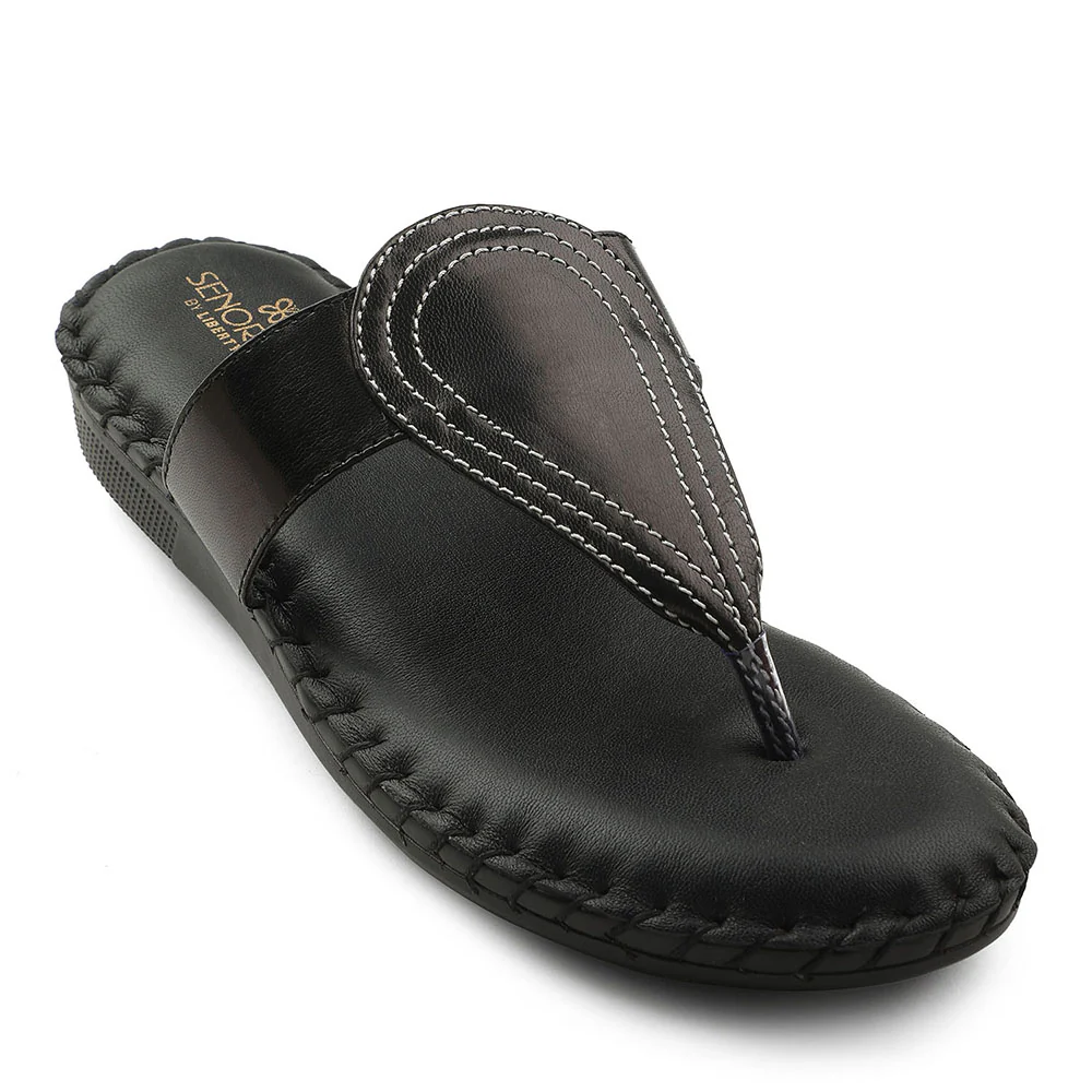 Senorita Black Casual Slipper For Women AGL-128P By Liberty