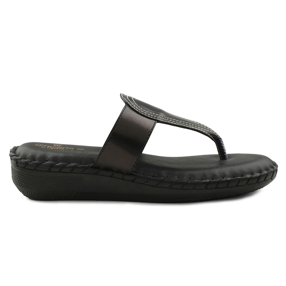 Senorita Black Casual Slipper For Women AGL-128P By Liberty - Image 2