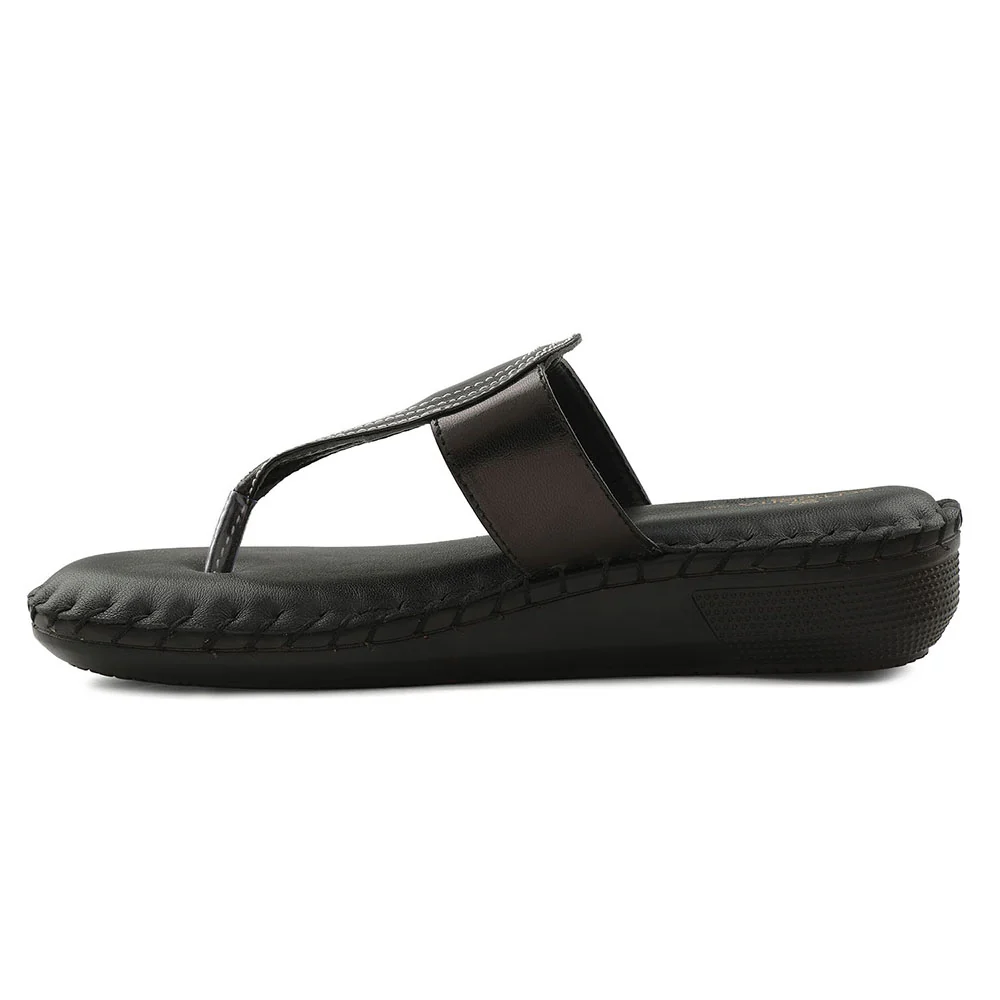 Senorita Black Casual Slipper For Women AGL-128P By Liberty - Image 3