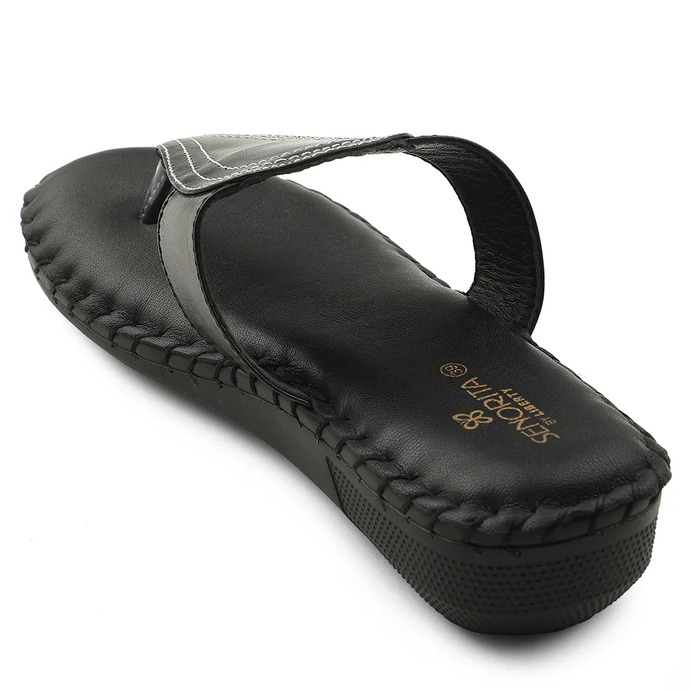 Senorita Black Casual Slipper For Women AGL-128P By Liberty - Image 4