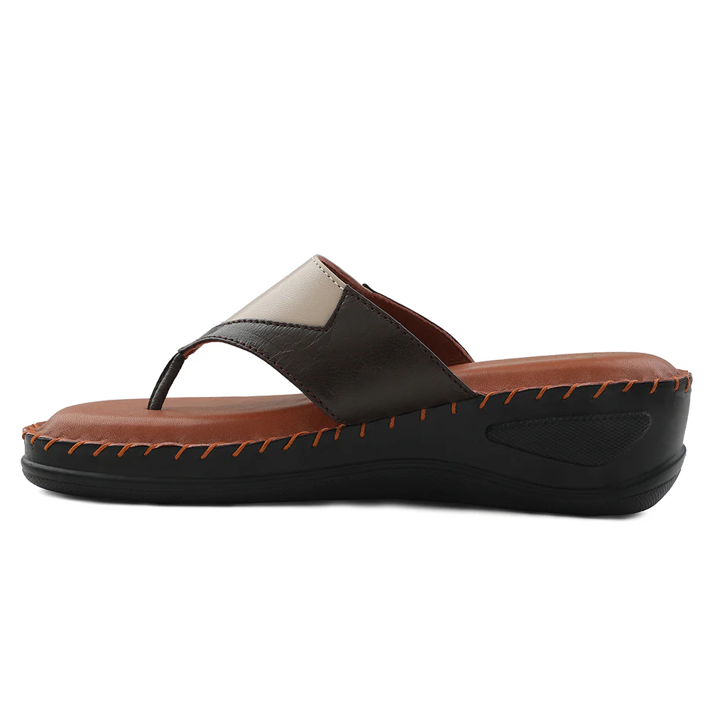 Senorita Brown Casual Wedge Heel Sandal For Women AGL-125P By Liberty - Image 3