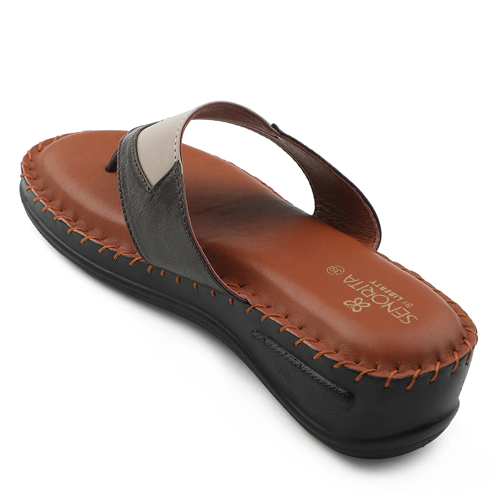 Senorita Brown Casual Wedge Heel Sandal For Women AGL-125P By Liberty - Image 4