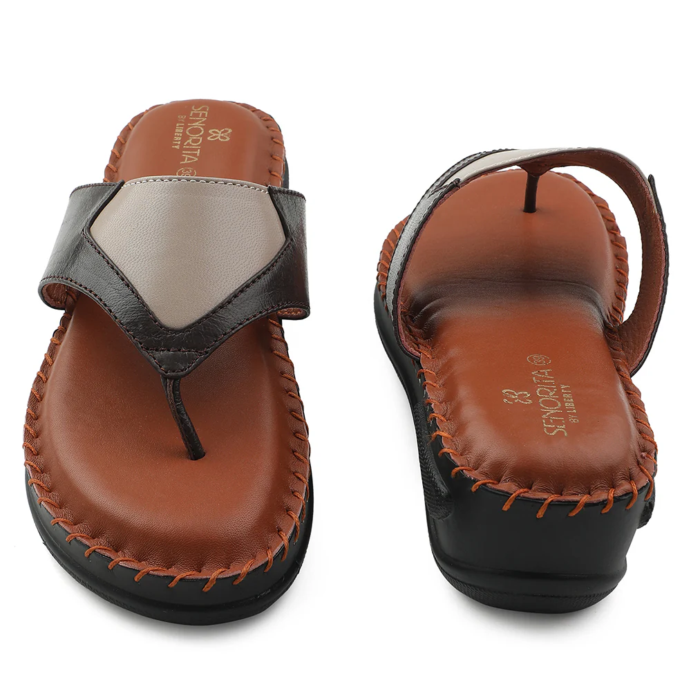 Senorita Brown Casual Wedge Heel Sandal For Women AGL-125P By Liberty - Image 6