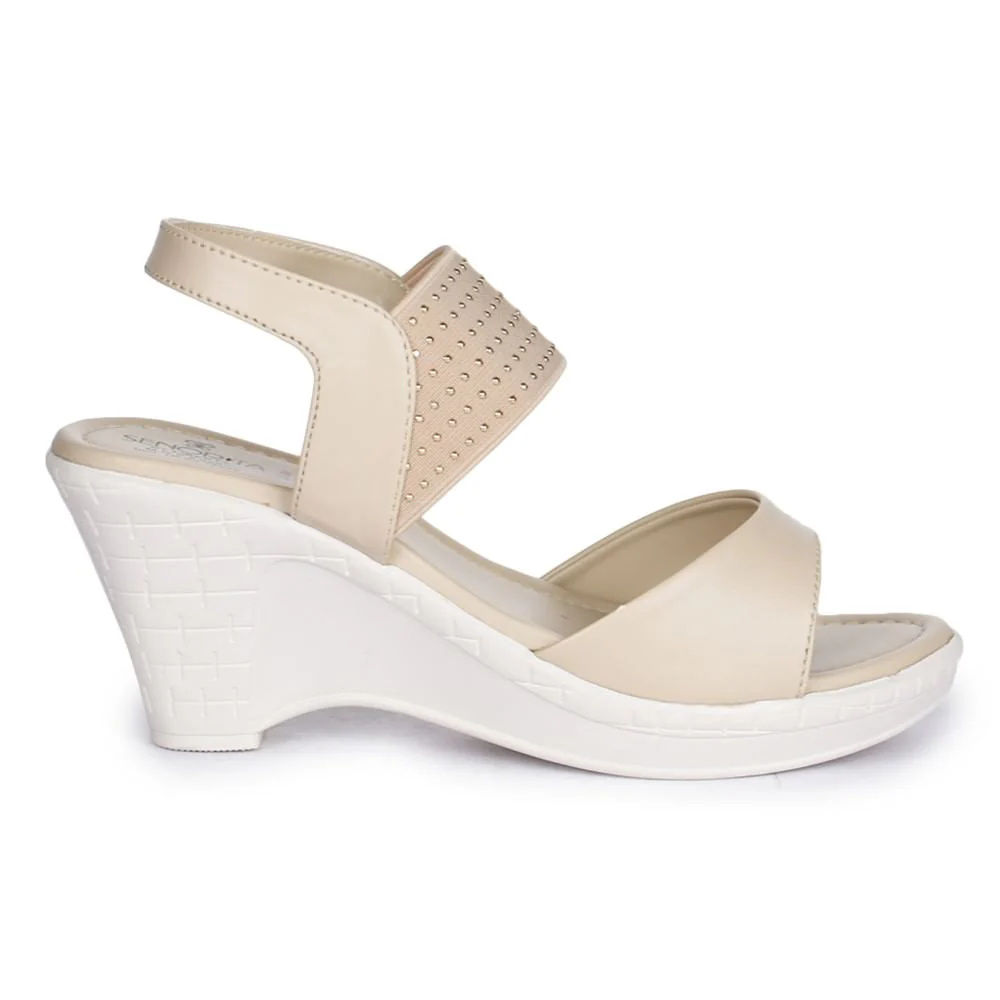Senorita By Liberty D1-09 Fashion (Cream) Wedges Heel Sandal For Women - Image 2