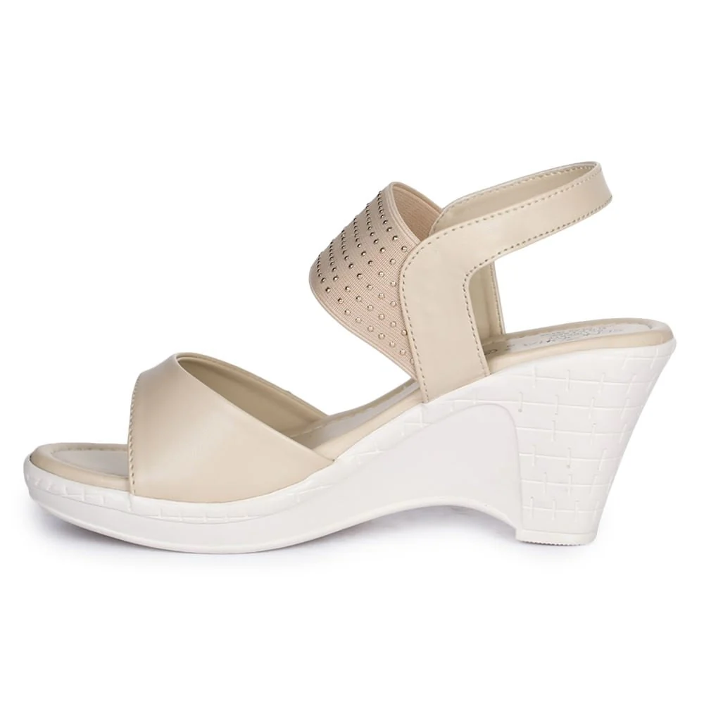 Senorita By Liberty D1-09 Fashion (Cream) Wedges Heel Sandal For Women - Image 3
