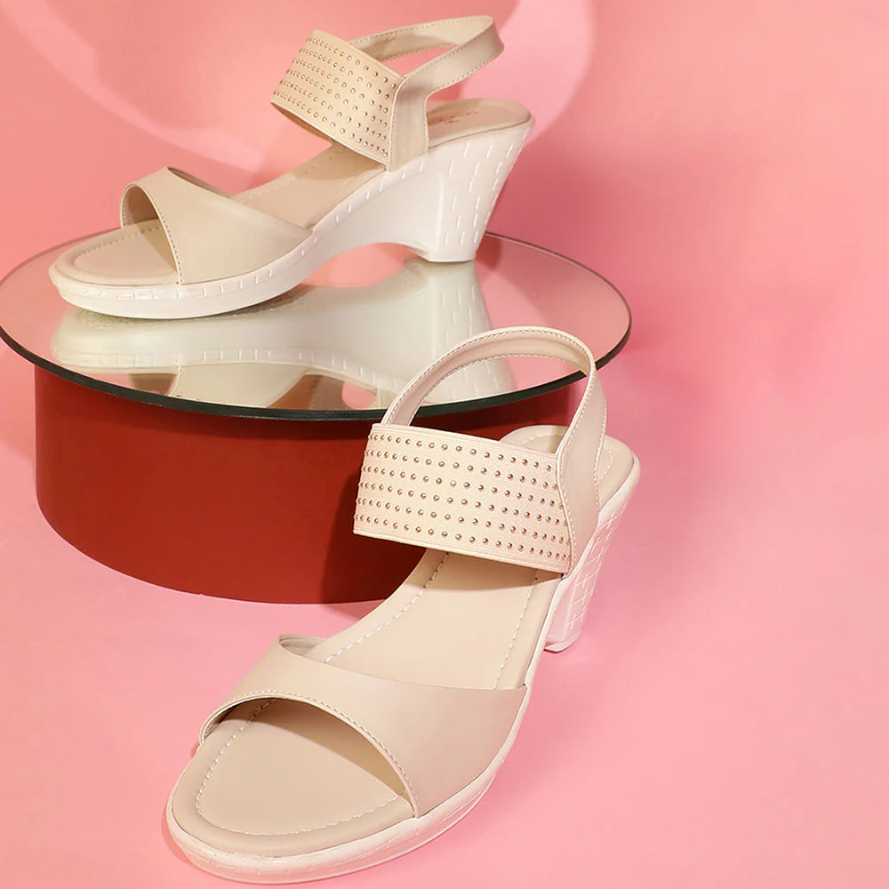 Senorita By Liberty D1-09 Fashion (Cream) Wedges Heel Sandal For Women - Image 4