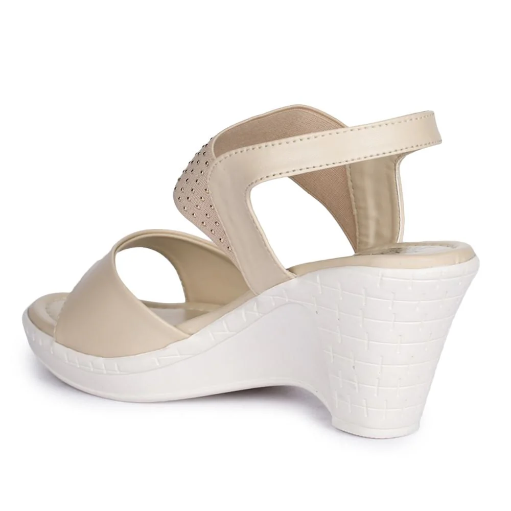Senorita By Liberty D1-09 Fashion (Cream) Wedges Heel Sandal For Women - Image 5