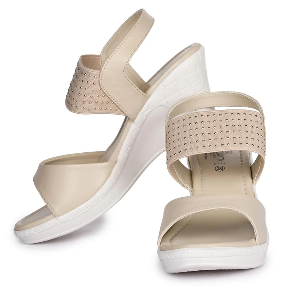 Senorita By Liberty D1-09 Fashion (Cream) Wedges Heel Sandal For Women - Image 6