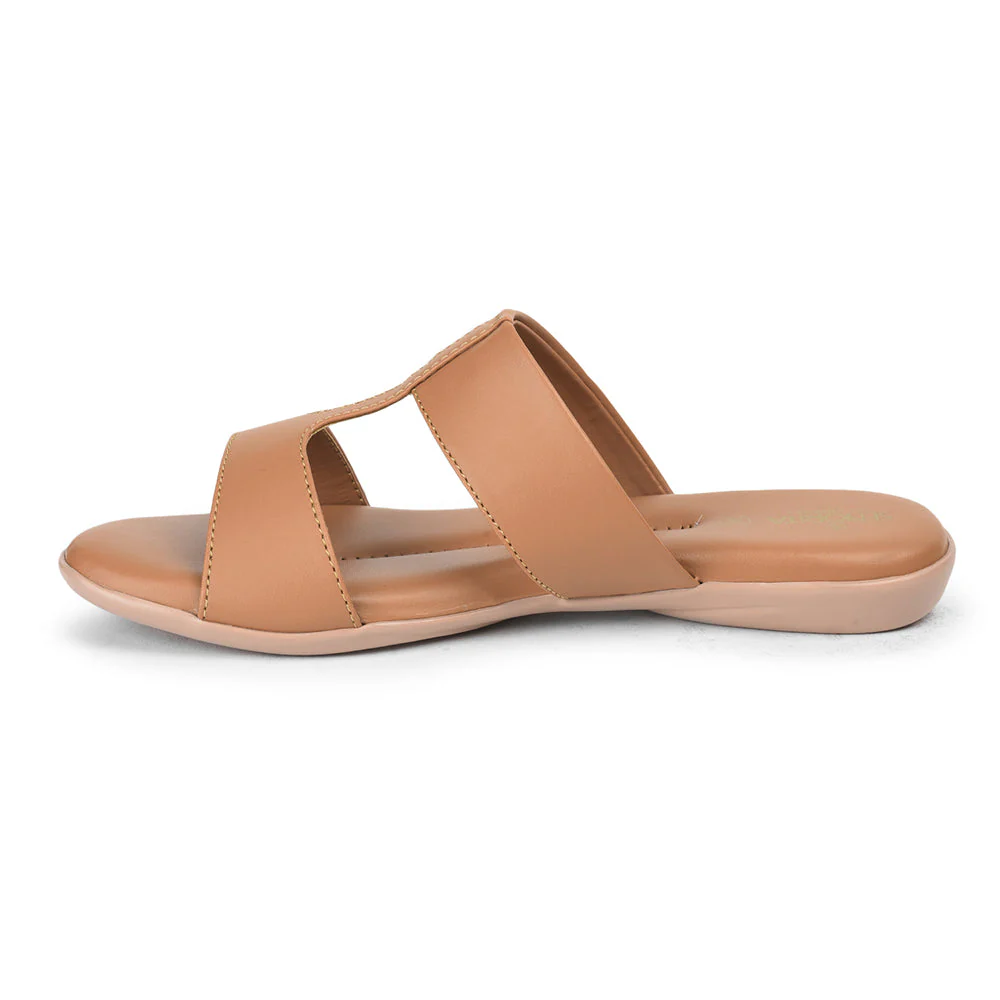 Senorita Casual Tan Slippers For Women MK-202 By Liberty - Image 3