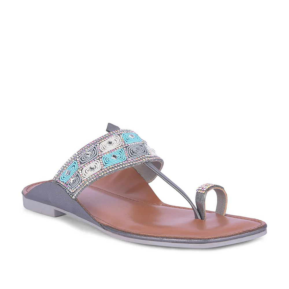 Senorita By Liberty Women AMG-33 GN Metal Fashion Flat Sandal