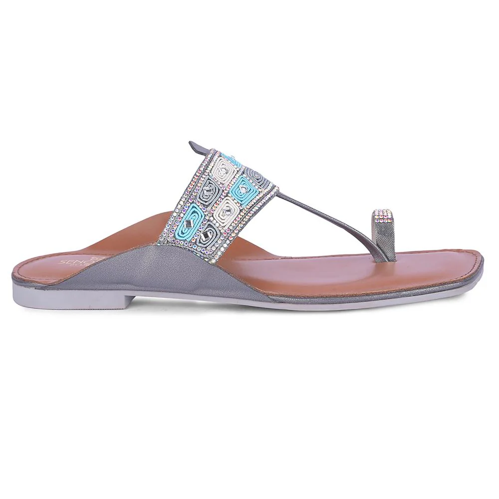 Senorita By Liberty Women AMG-33 GN Metal Fashion Flat Sandal - Image 2